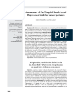 Adaptación y Validación de La Escala de Ansiedad y Depresión Hospitalaria en Pacientes Chilenos Con Cáncer