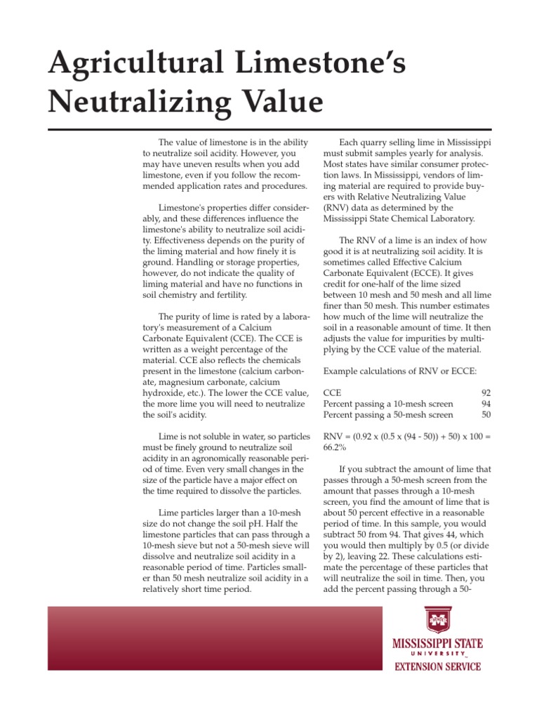Agricultural Limestone's Neutralizing Value | PDF | Natural Materials ...