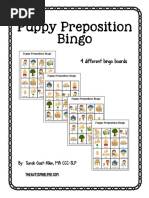 Puppy Preposition Bingo