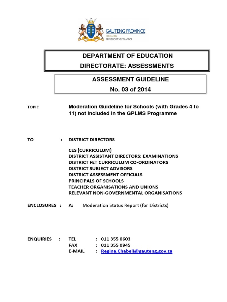 Moderation Guidelines for Grades 4-11 | PDF | Educational Assessment ...