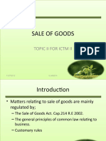 Sale of Goods: Topic Ii For Ictm Ii