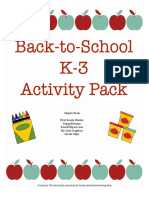 Back To School K 3 Activity Pack