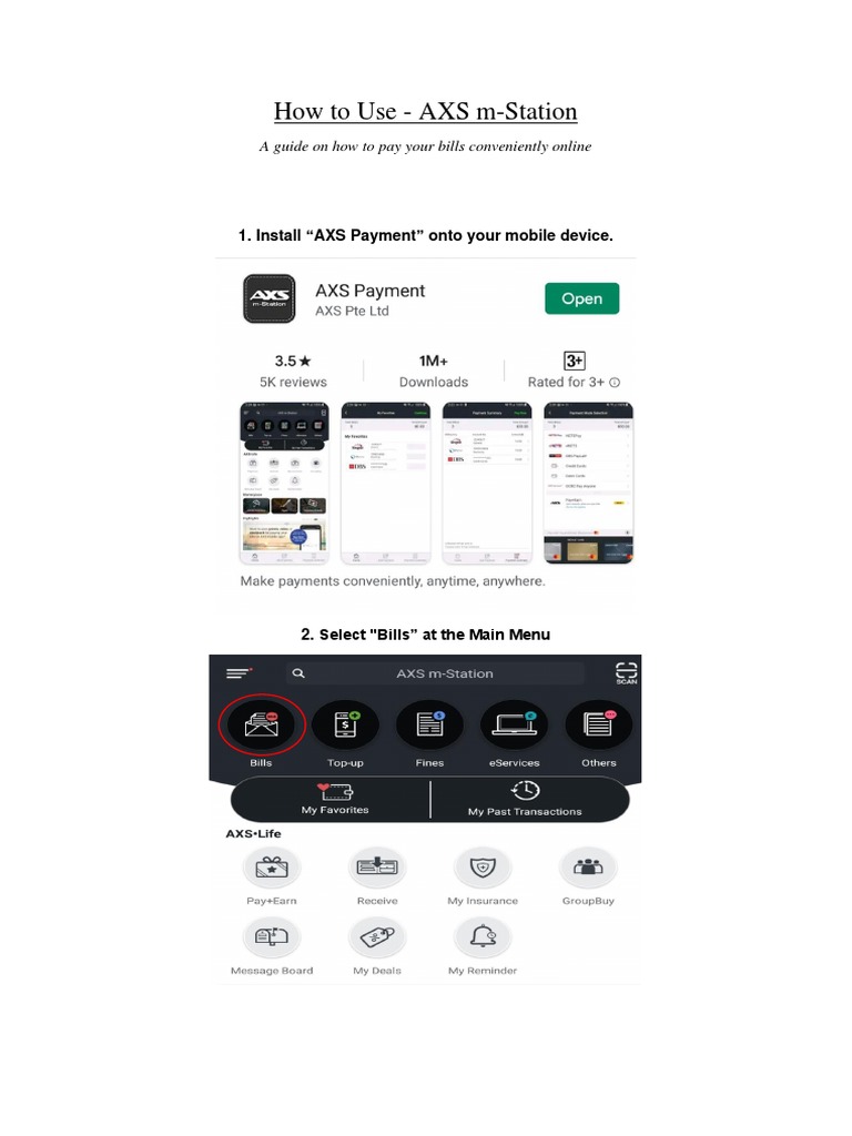 How To Use AXS MStation 1. Install "AXS Payment" Onto Your Mobile Device PDF