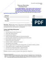 Classroom Observation Checklist Form