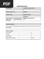 Assignment Cover Sheet Qualification Module Number and Title