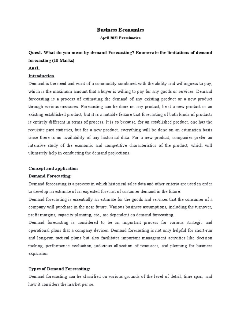 Demand Forecasting and Cost Analysis | PDF | Price Elasticity Of Demand ...