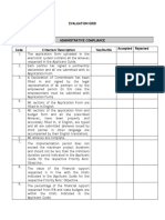 Evaluation Grid ADMINISTRATIVE COMPLIANCE