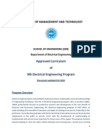 University of Management and Technology: Approved Curriculum of MS Electrical Engineering Program