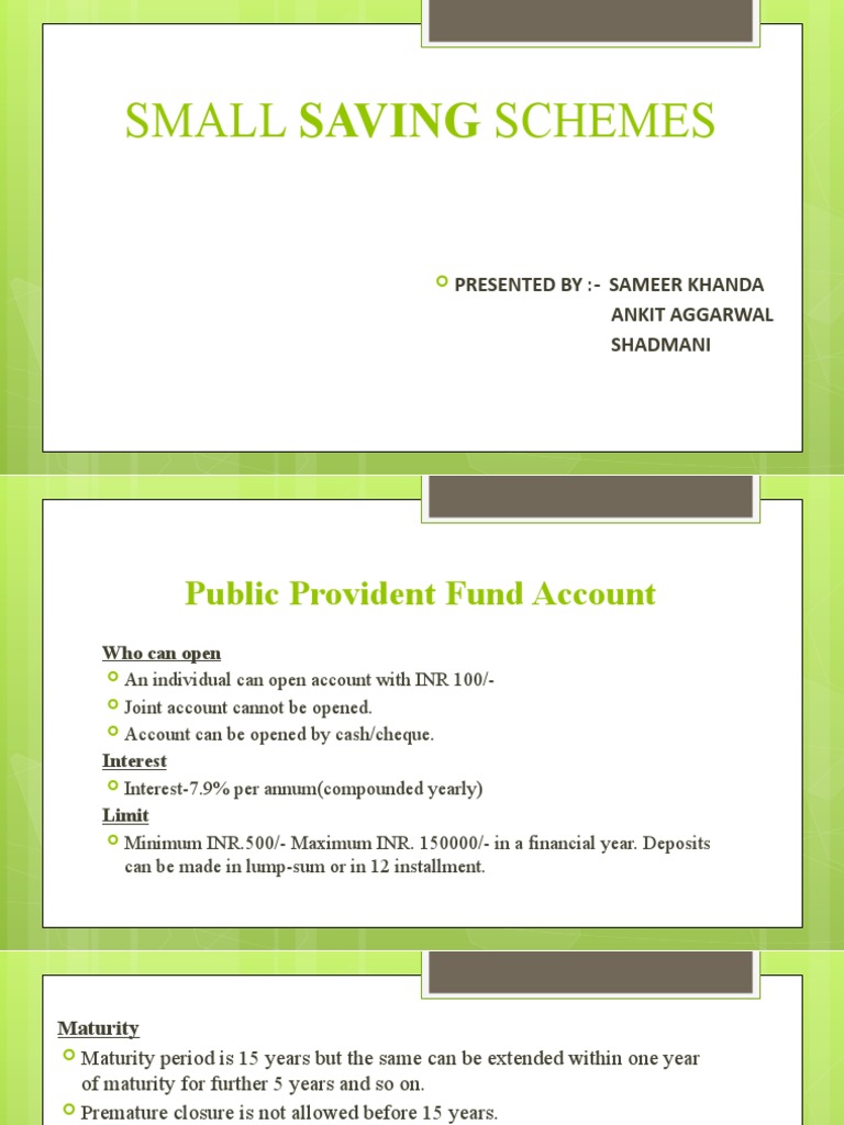 Overview of Small Saving Schemes in India | PDF | Public Finance ...
