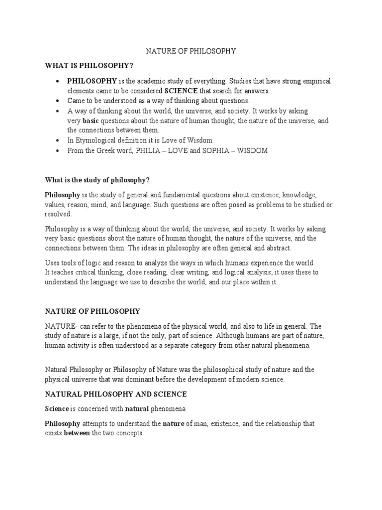 NATURE OF PHILOSOPHY (All) | PDF | Morality | Science