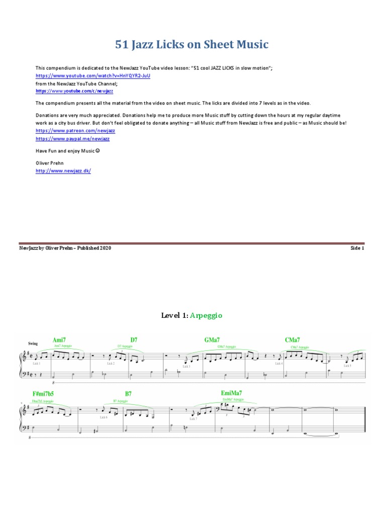 51 Jazz Licks for Piano Sheet Music | PDF