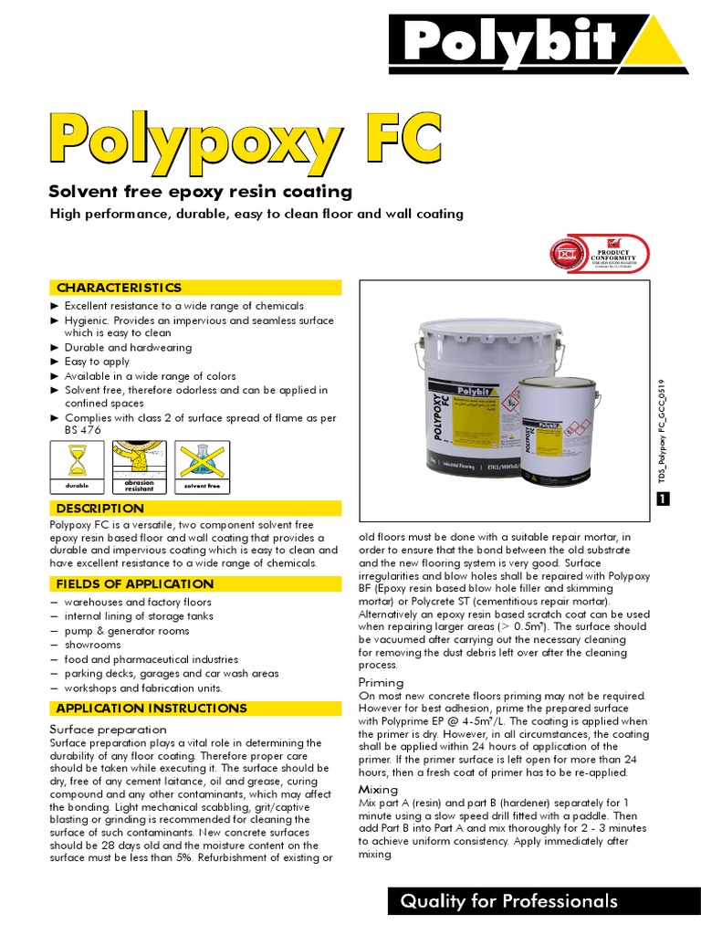 Polypoxy FC Solvent Free Epoxy Resin Coating PDF Epoxy Shelf Life