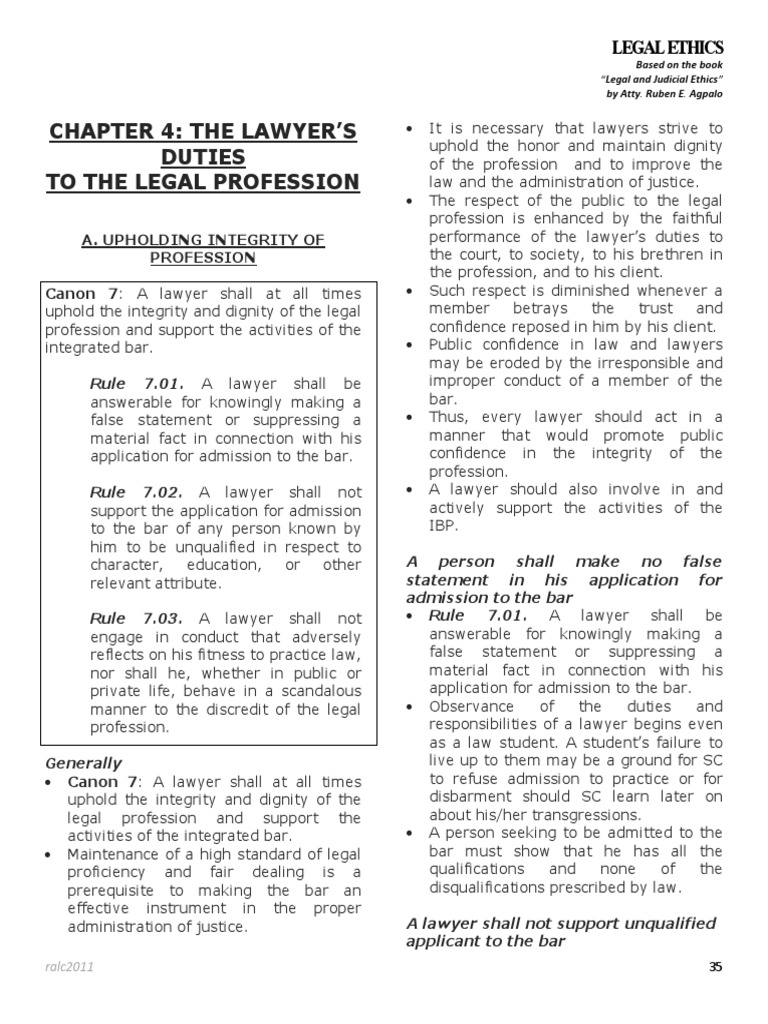 Agpalo Legal Ethics Reviewer PDF Practice Of Law Lawyer