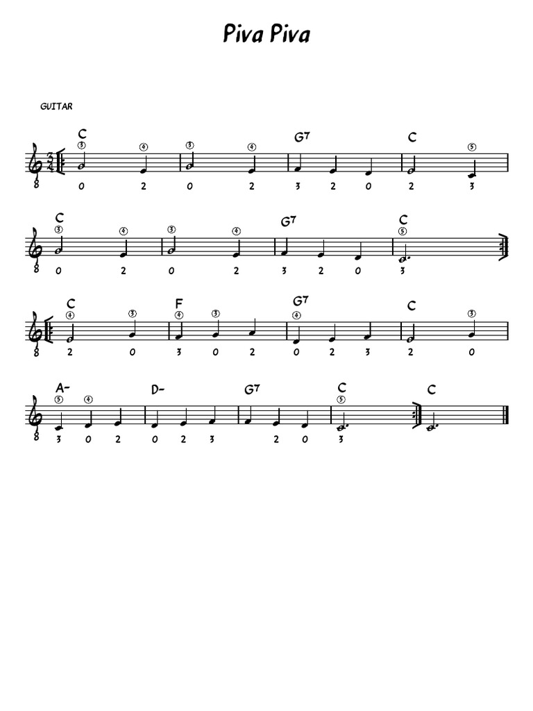 Piva Piva Guitar Chord Chart | PDF