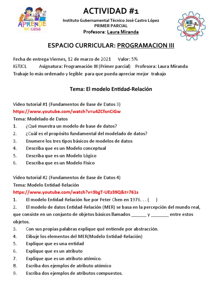 ACTIVIDAD # 1 2021 Programacion 3 | PDF