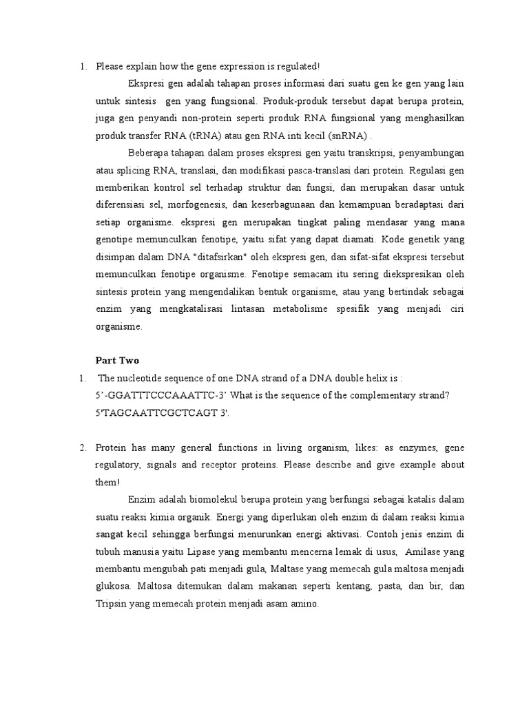 Regulasi Ekspresi Gen dan Fungsinya | PDF | Sains & Matematika