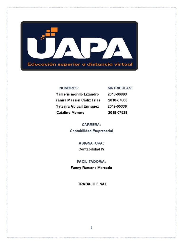 Trabajo Final de Contabilidad IV | PDF | Estado financiero | Presupuesto