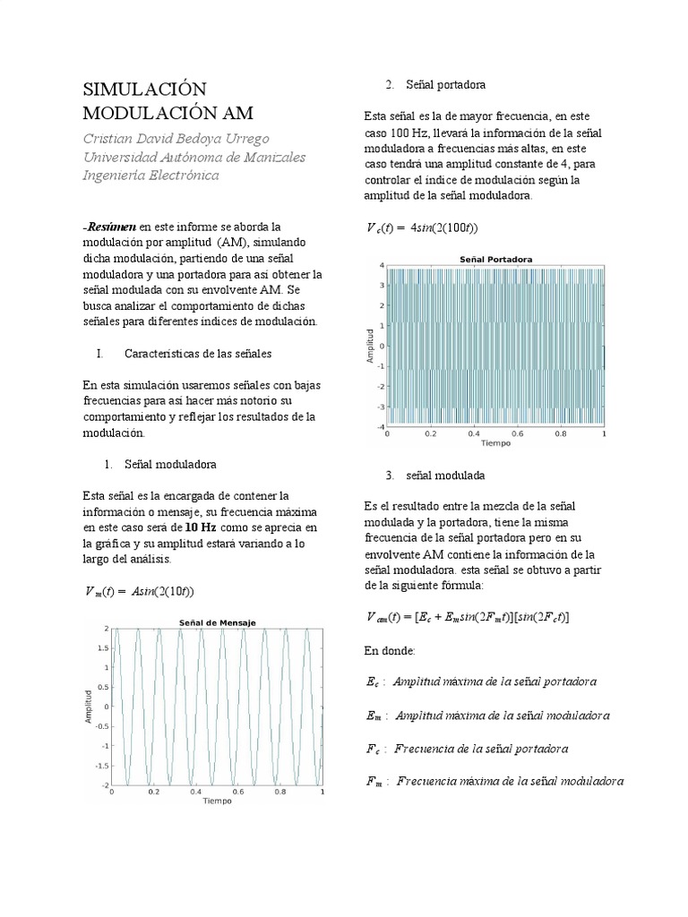 Simulación Modulación Am | PDF | Modulación | Tecnología de información ...