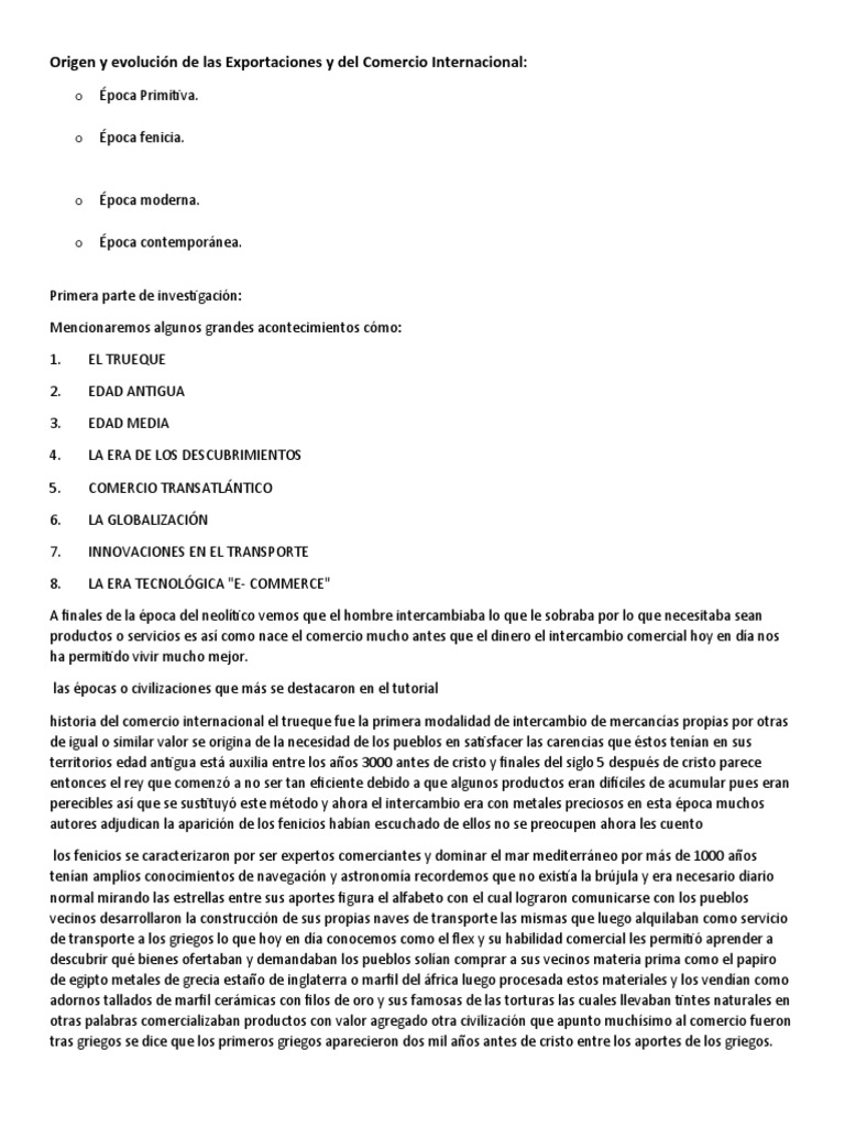 Historia del Comercio Internacional | PDF | Comercio | Economias