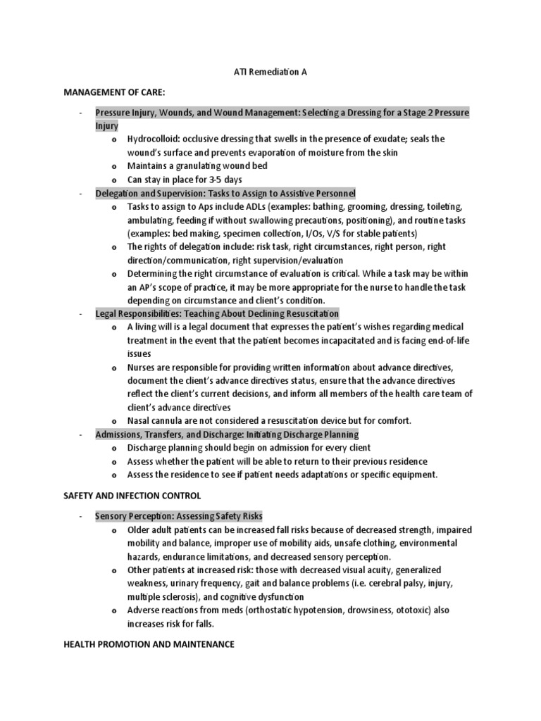 ATI Remediation A | PDF | Clinical Medicine | Medical Specialties
