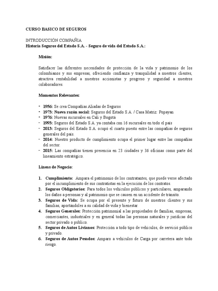 Curso Básico de Seguros en Colombia | PDF | Póliza de seguros | Reaseguro