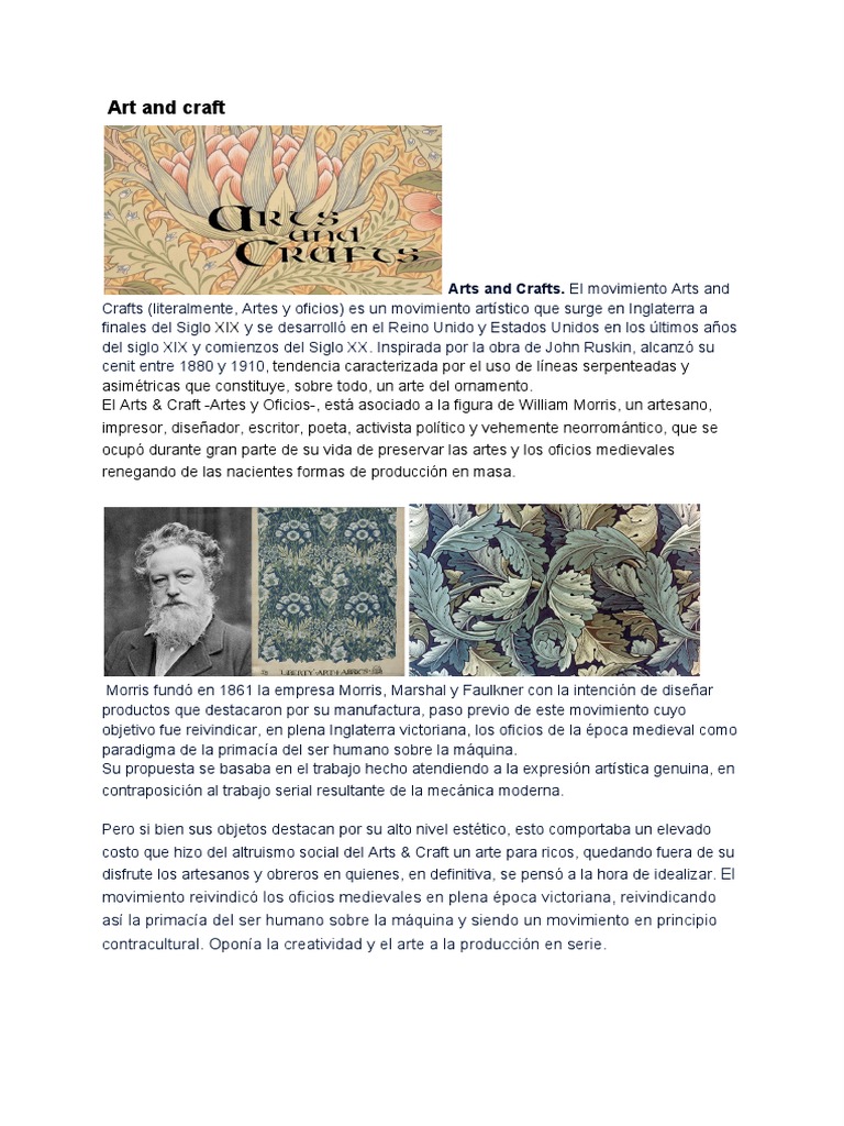 Artes y Oficios y el movimiento Arts and Crafts | PDF | Art Nouveau ...