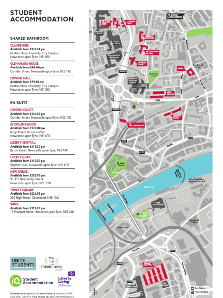 Northumbria University Campus Map Accommodation Map 2020 | Pdf