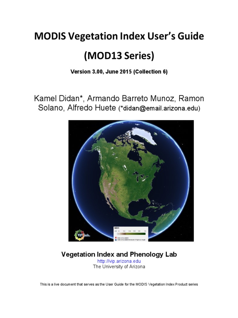 MODIS Vegetation Index User Guide | PDF | Metadata | Infrared