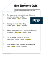 Fiction Elements Quiz: The Sequence of Events That Make The Story, Some Mes Includes Con Ict