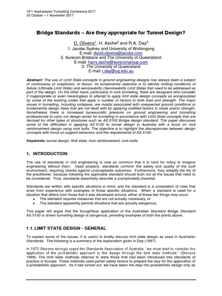 Tunnel Design vs. Bridge Standards | PDF | Strength Of Materials ...