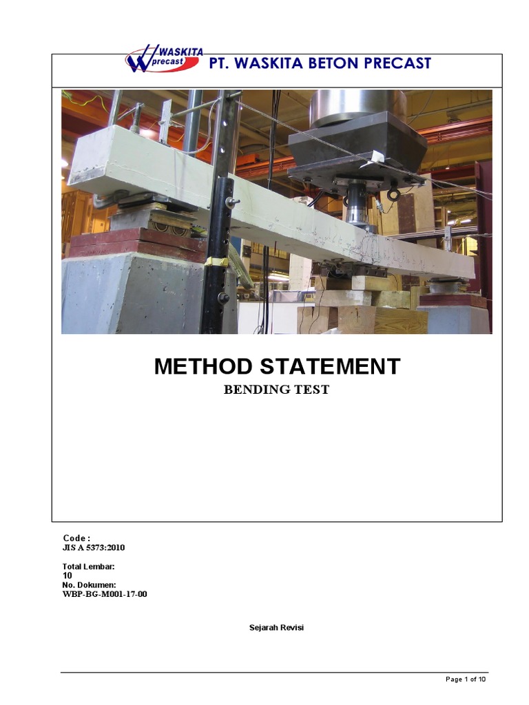 Method Statement Bending Test | PDF