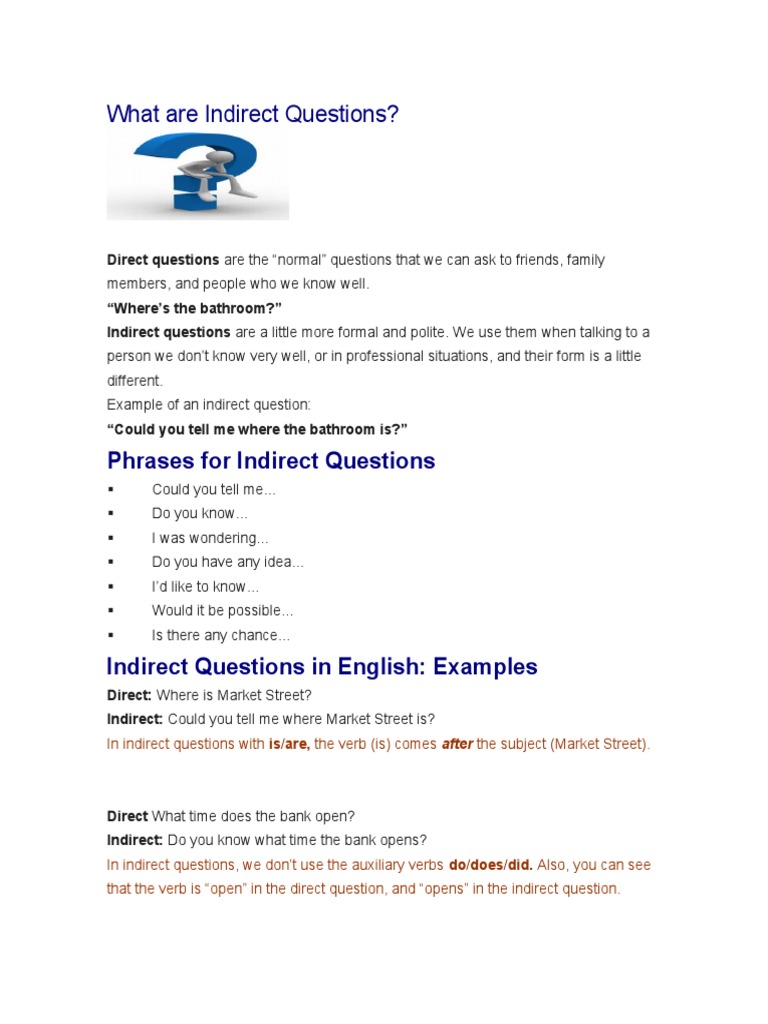 Understanding Indirect Questions in English | PDF | Question | Verb