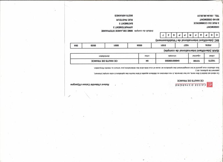 Rib Caisse Epargne Stephanie | PDF