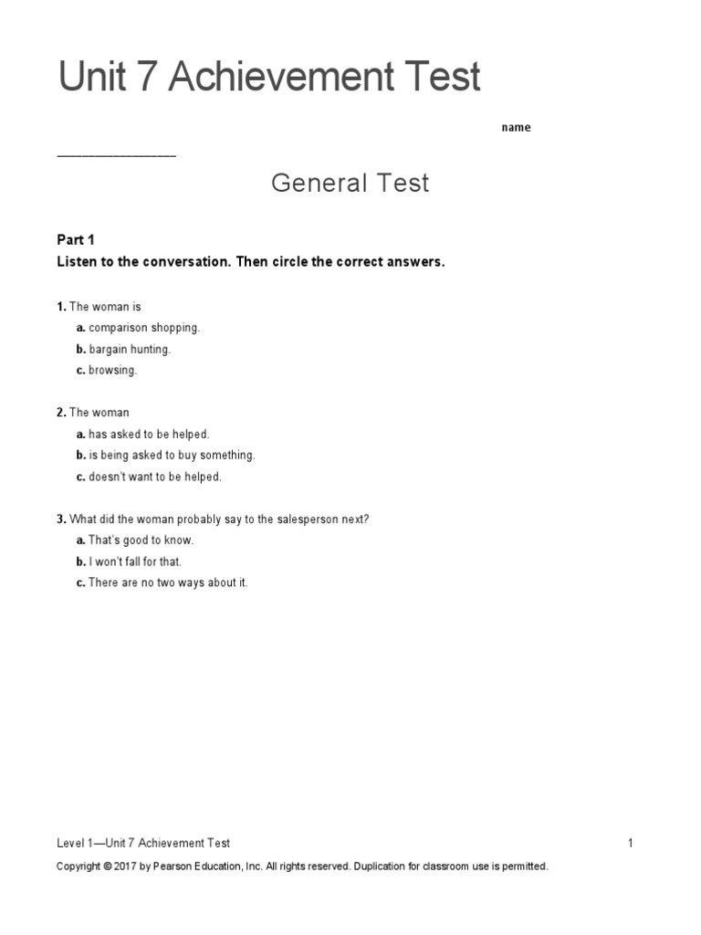 Unit 7 Achievement Test | PDF | Smartphone | Advertising