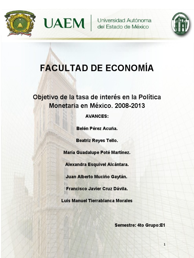 Objetivo de La Tasa de Interes en La Politica Monetaria en Mexico | PDF ...