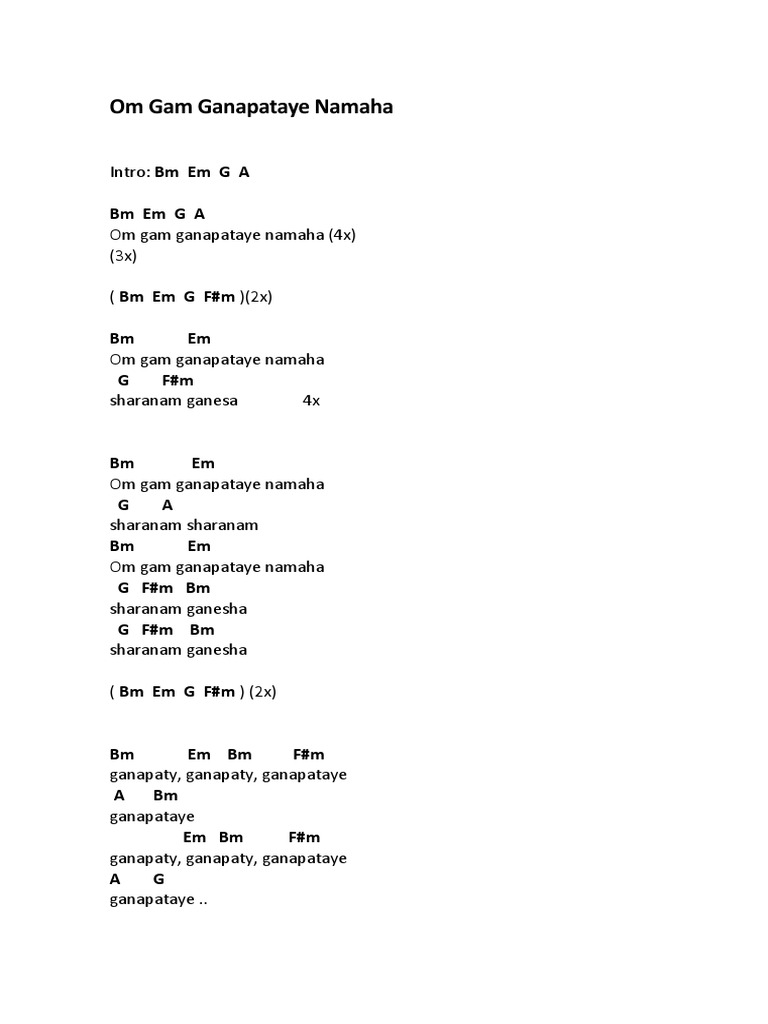 Om Gam Ganapataye Namaha Lyrics | PDF | Devi | Hindu Iconography
