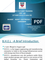 Summer In-Plant Training CNC Lab (17-MAY-10 To 17-June-10) Bharat Heavy Electricals Limited Haridwar