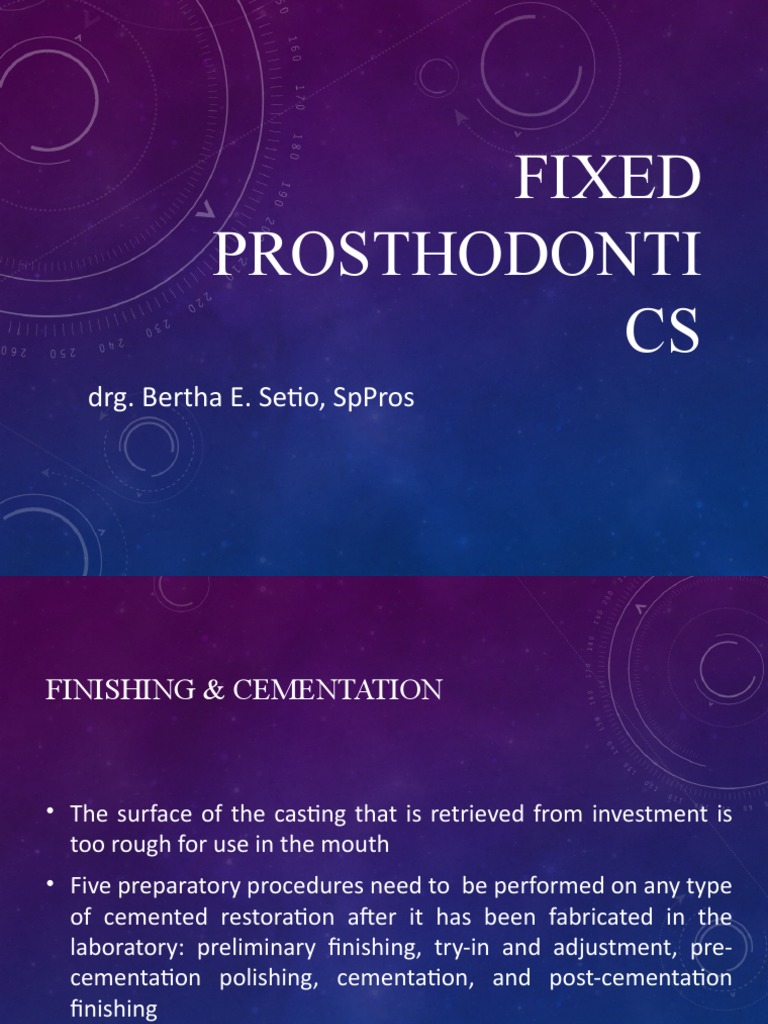 Finishing and Cementation in Prosthodontics | PDF | Mouth | Dentistry