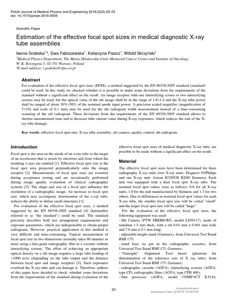 (Polish Journal of Medical Physics and Engineering) Estimation of The