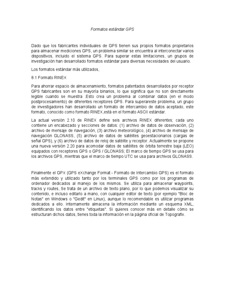 Formatos Estándar GPS | PDF