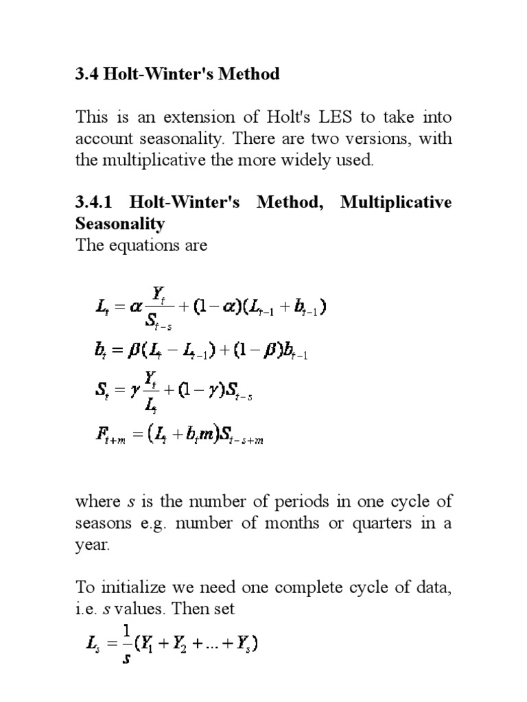 Holt-Winter's Seasonal Forecasting | PDF | Teaching Methods & Materials