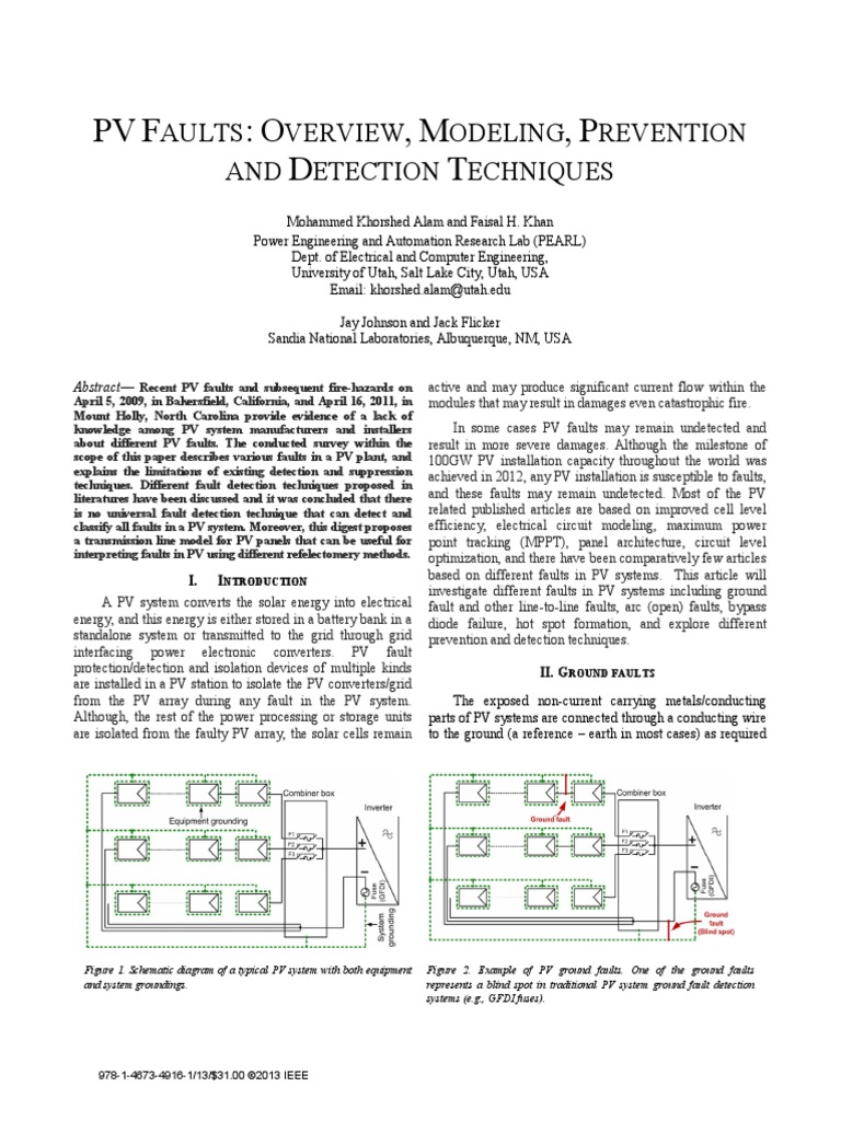 PV Faults - Overview, Modeling, Prevention and Detection Techniques ...