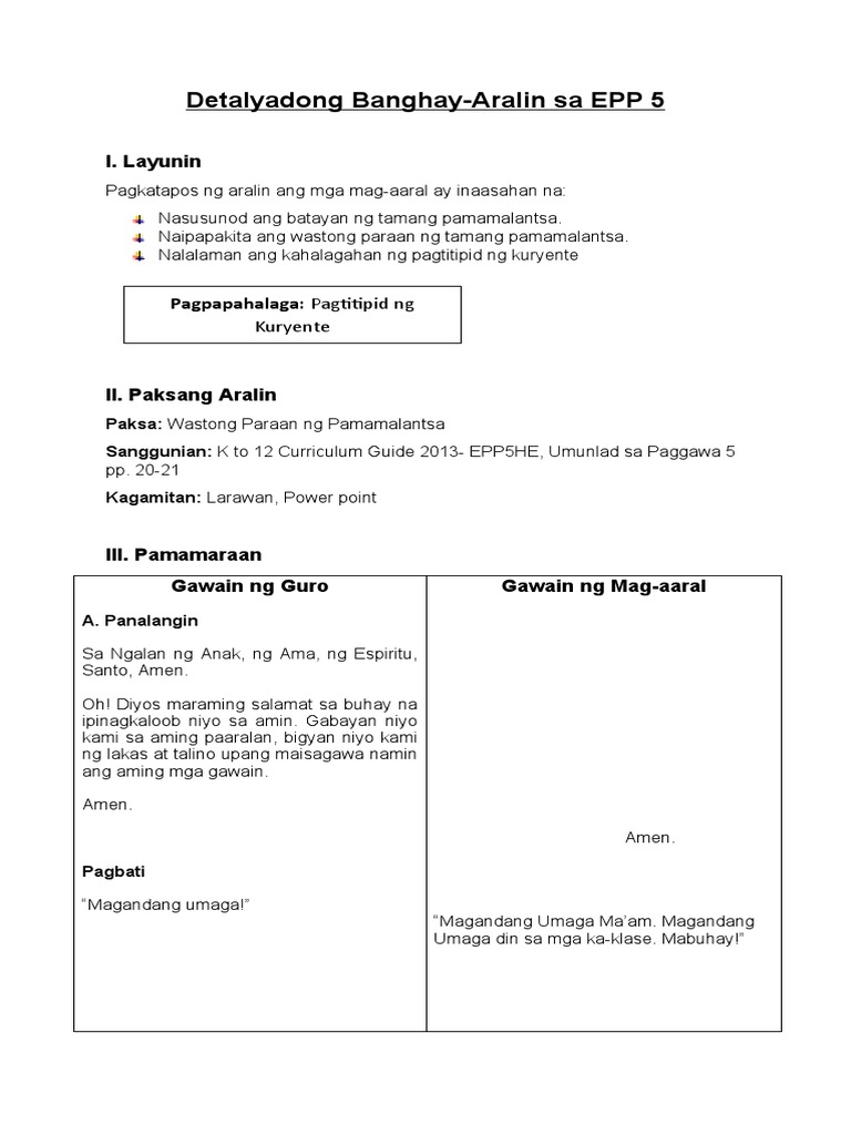 Wastong pamamaraan sa pamamalantsa epp 5 pdf