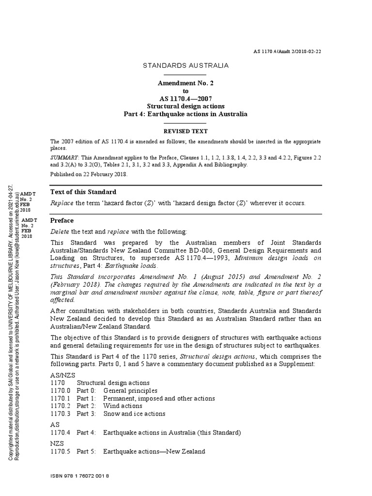 Amendment No. 2 To AS 1170.4-2007 Structural Design Actions Part 4 ...