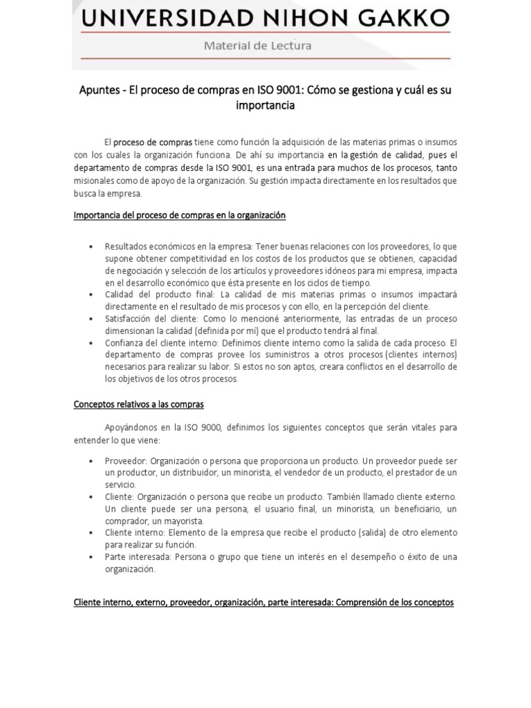 04 Apuntes - Calidad en Las Compras | PDF | Empresas | Calidad (comercial)