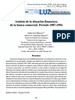 Análisis de La Situación Financiera de La Banca Comercial. Período 1987-1994