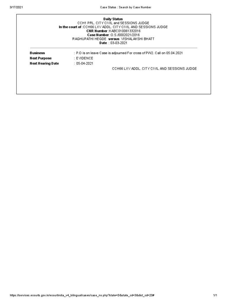 Case Status Case Number 202116 PDF