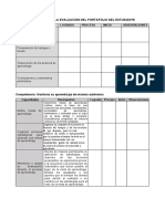 Rúbrica para La Evaluación Del Portafolio Del Estudiante