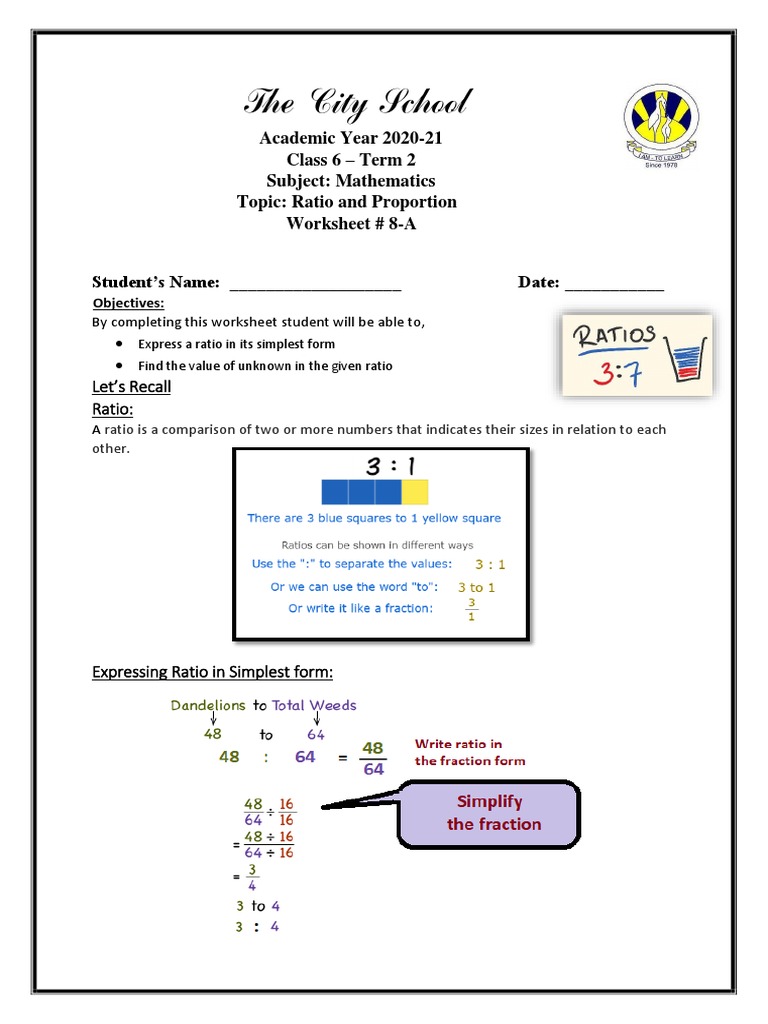 Class 23 Maths Worksheet 23-A  PDF  Ratio  Worksheet Throughout Ratio And Proportion Worksheet