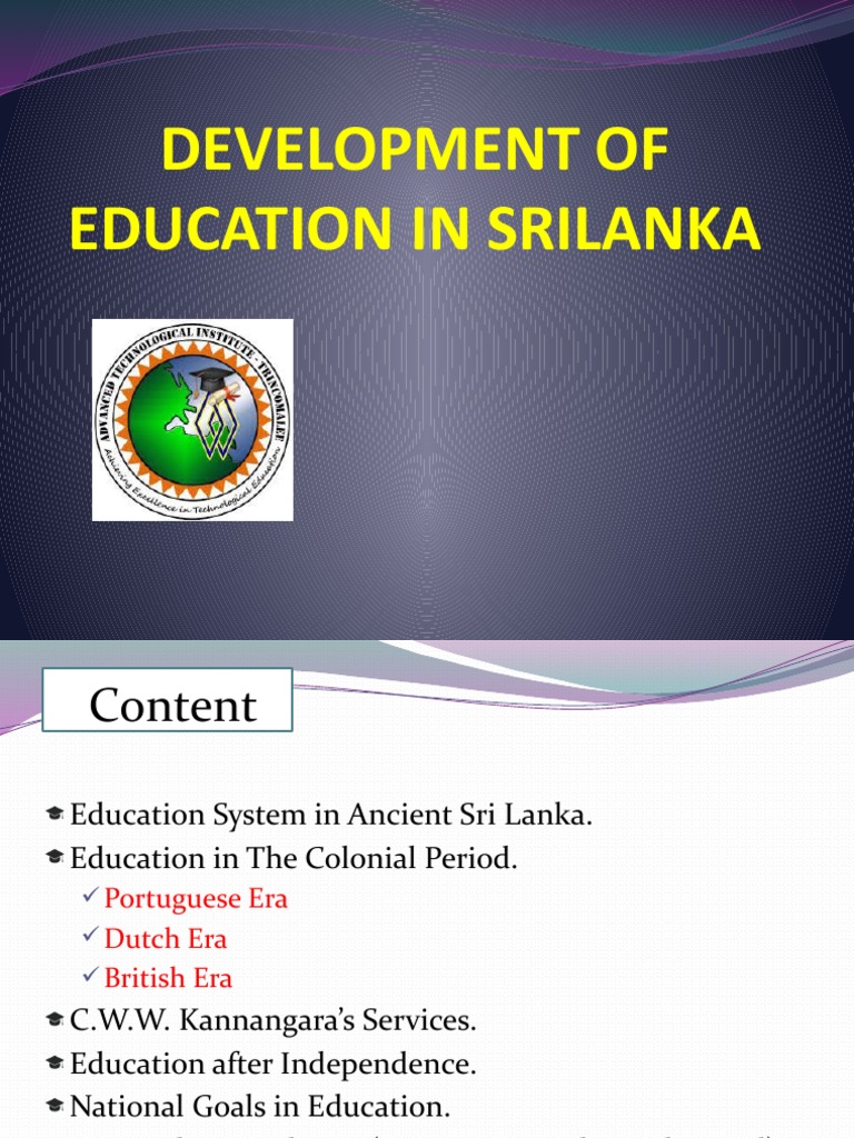 Development of Education in Srilanka PDF Sri Lanka Schools